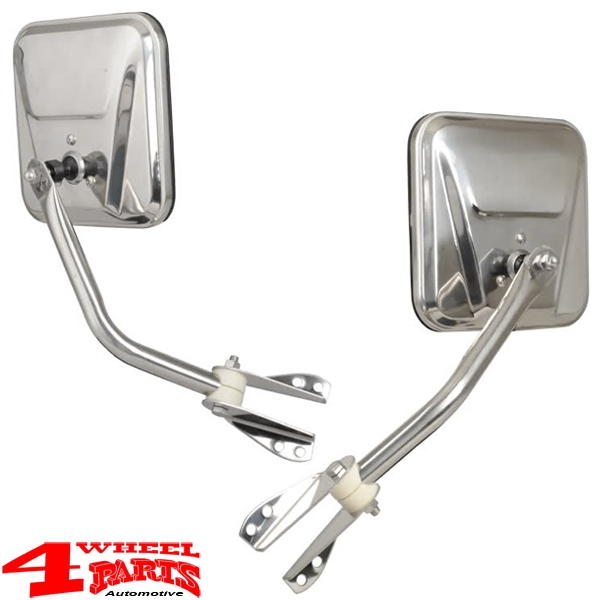 Mirror Set Stainless Steel polished Jeep CJ + Wrangler YJ year 55 