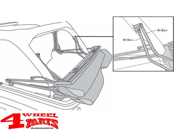 Soft Top Bow Knuckle Kit 4 piece Jeep Wrangler JK year 07-18