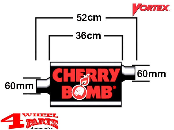 Sport Muffler Cherry Bomb "Vortex" Wrangler YJ TJ year 91-06 4 + 6 Cyl.
