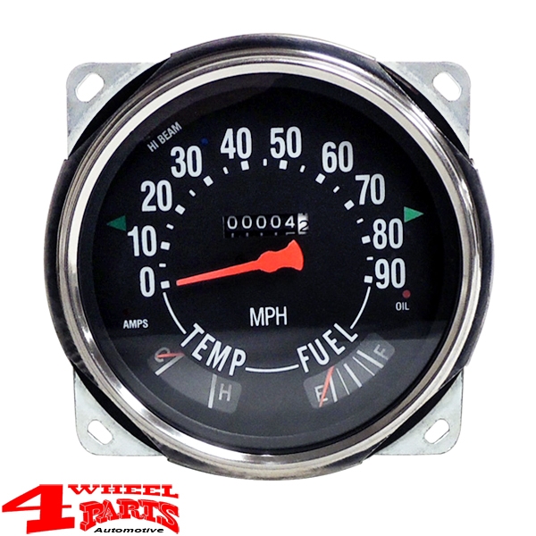 Speedometer Assembly with 0-90 MPH Jeep CJ year 53-79