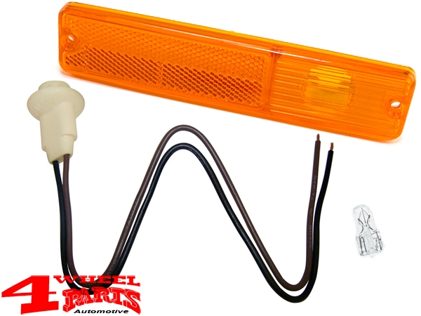 Blinkleuchte seitlich gelb + Fassung mit Kabel + Birne CJ 72-86