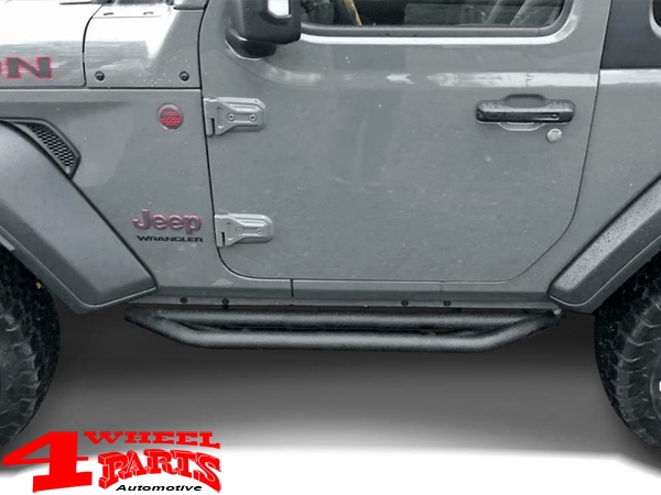 Side Tube Steps Black Rock textured Wrangler JK 07-18 2-doors