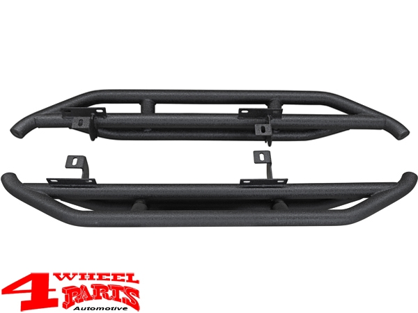 Side Tube Steps Black Rock textured Wrangler JK 07-18 2-doors