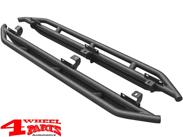 Side Tube Steps Black Rock textured Wrangler JK 07-18 4-doors