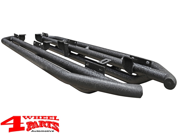 Side Tube Steps Black Rock textured Wrangler JK 07-18 4-doors