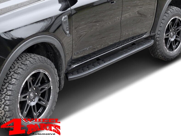 Trittbretter Shark-Design schwarz Ranger + Raptor Bj. 2023-