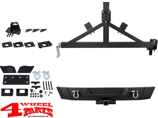 HD Tire Carrier up to 35 inch wheel with Rear Bumper textured Jeep 