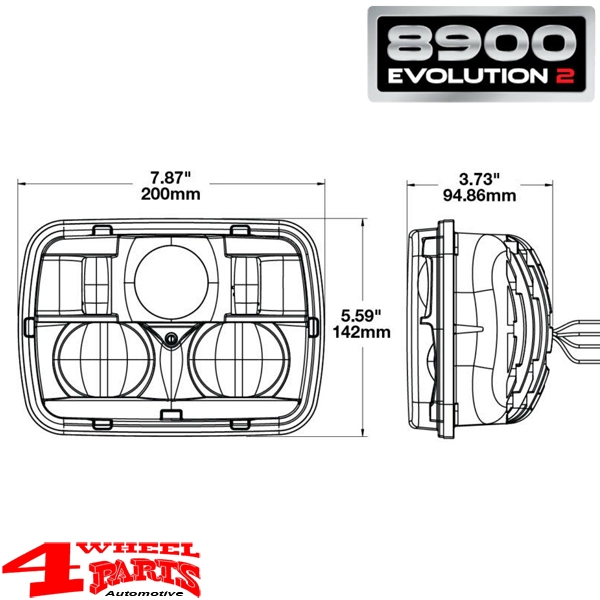 LED Klarglas Scheinwerfer schwarz J.W. Speaker 8900 Evolution II Jeep  Wrangler YJ Bj. 87-95 + Cherokee Bj. 84-01