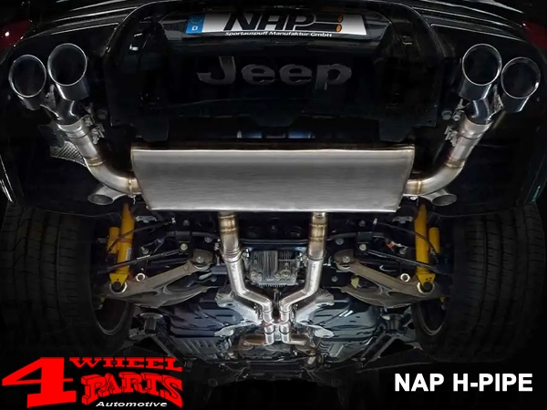 Klappenauspuff Edelstahl Schwarz mit TÜV Grand Cherokee WK2 2018 6,2 L Trackhawk H-Pipe