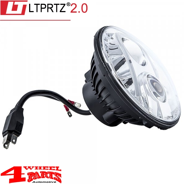 LED Headlight Pair Chrome from LTPRTZ Jeep CJ + Wrangler TJ JK 55-18