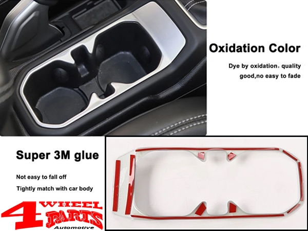 Front Cup Holder Bezel Silver Accent Wrangler JL JT year 18-24