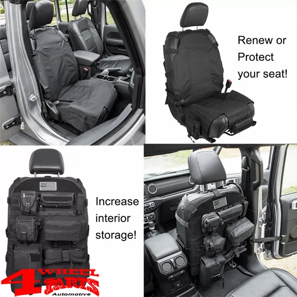 Sitzbezug mit Stautaschen schwarz CJ + Wrangler YJ TJ JK JL 76-24