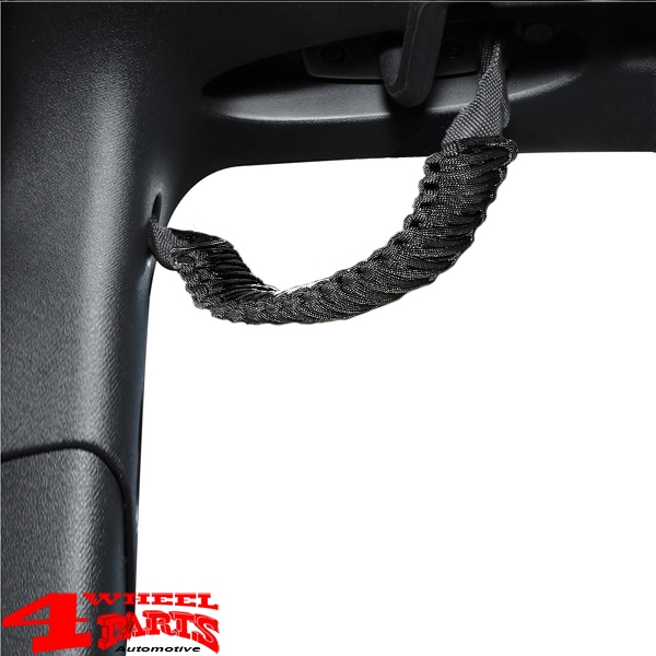 Grab Handles Pair Black Rear Side or Front A-Pillar Paracord JK 07-18