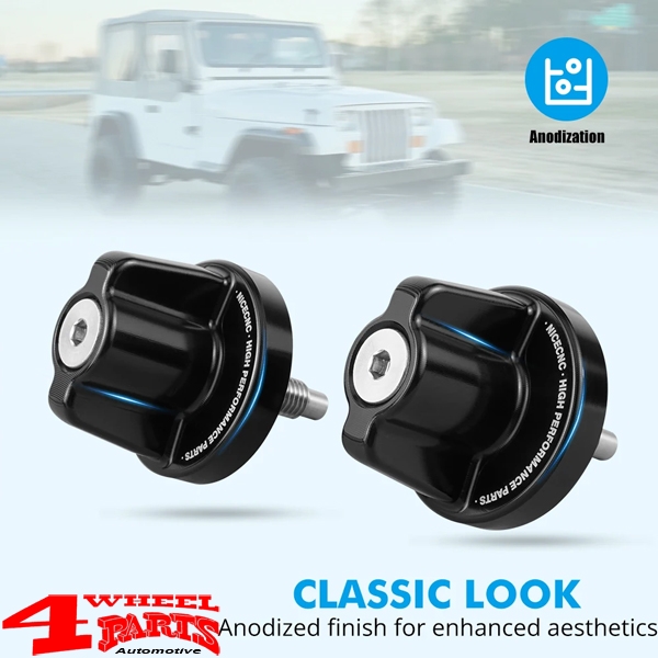 Windshield Knob Pair Black Jeep CJ + Wrangler YJ year 72-95