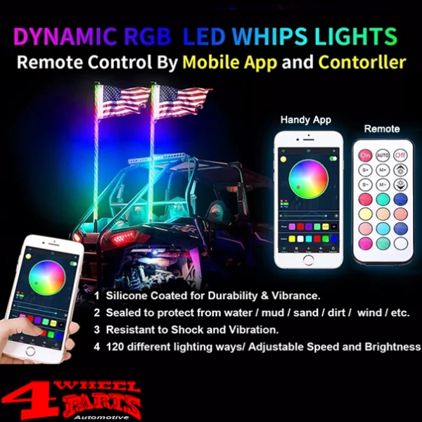 LED Lighted Whip 1,5 m  incl. Controller + App Control