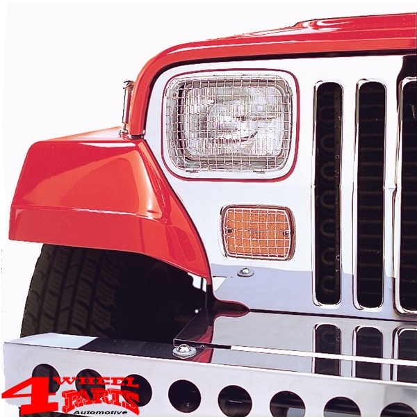 Front Marker Head Light Taillight Guard Set Stainless Steel Mesh Jeep  Wrangler YJ year 87-95 | 4 Wheel Parts