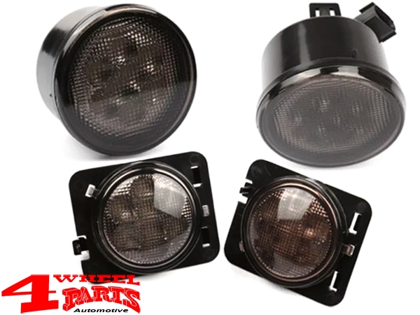 Turn Signal and Frontgrill LED Smoked Wrangler JK year 07-18
