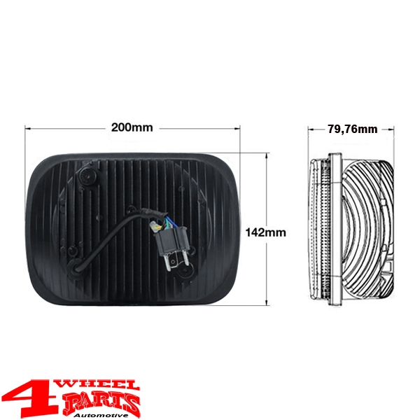 LED Headlight Pair Black XJ 84-01 + YJ 87-95 US with DRL