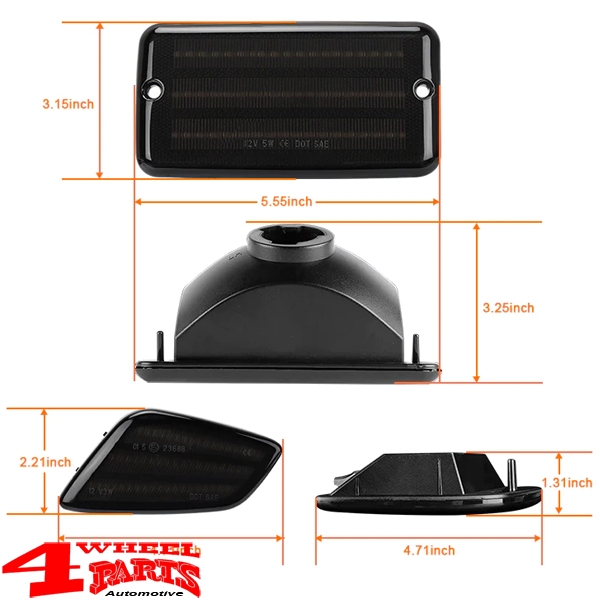 Turn Signal and Frontgrill LED Smoked Wrangler TJ year 97-06