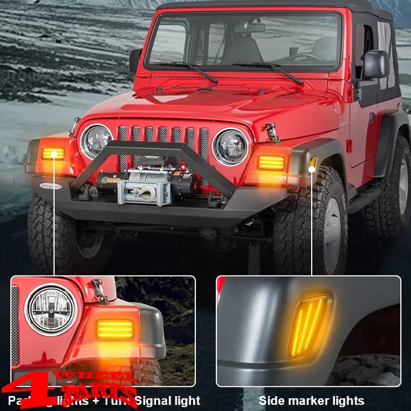 Turn Signal and Frontgrill LED Smoked Wrangler TJ year 97-06