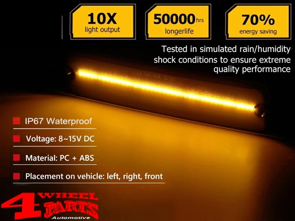 Side Marker LED Lights Smoked Wrangler YJ year 87-95