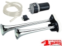 Fanfare Druckluft Doppelhorn - 12 Volt 31/39cm Messing-Chrom